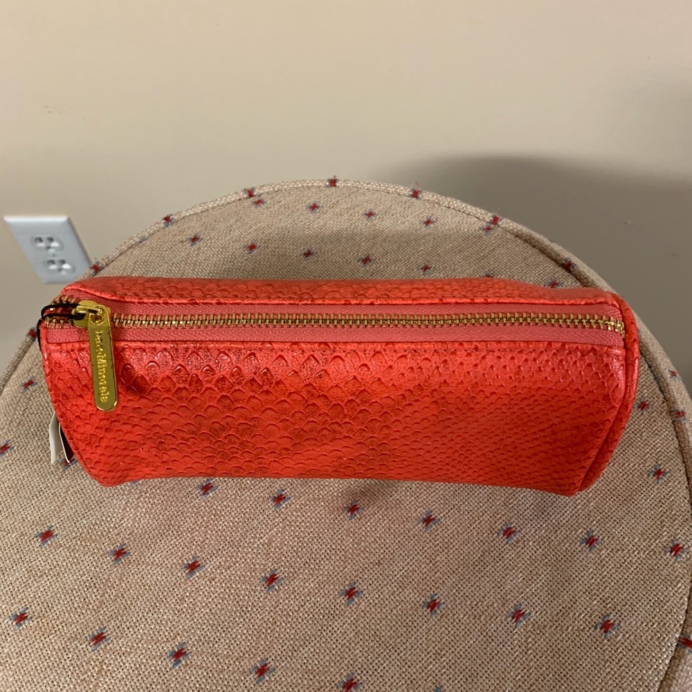 New Bare Minerals Coral & Gold Zippered Makeup bag Cosmetic Case